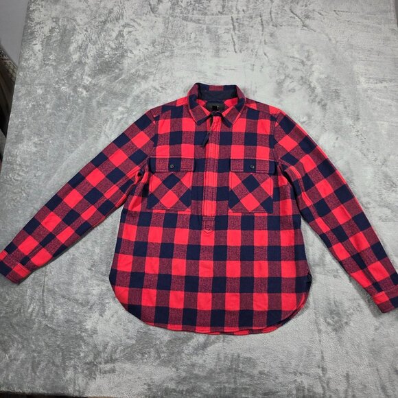 J Crew Shirt Womens Small Red Blue Buffalo Check Wool Blend Flannel Shacket - Picture 1 of 10